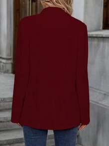 SHEIN LUNE Women Stand Collar Blazer Jacket, Elegant For Work Commute In Autumn For New Year Clothes