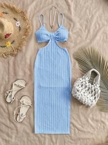 Soleia Camiseta sin mangas casual de vacaciones, con espalda de enrejado sexy, de tela texturizada