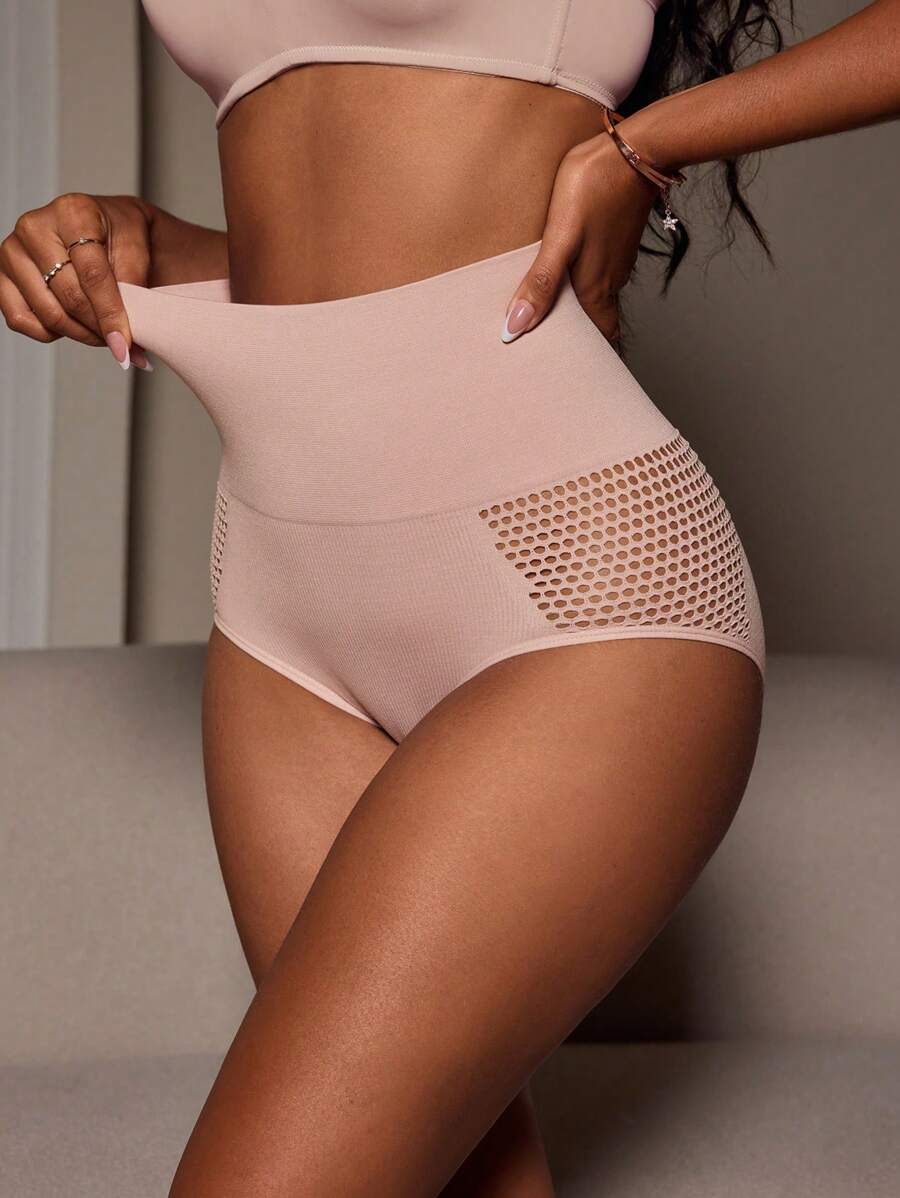 Solid Hollow Out Shapewear Panty