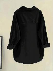Women's Plain Button Front Casual Versatile Long Sleeve Shirt