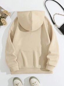 INAWLY Áo hoodie nỉ thường ngày in hình người đàn ông bánh gừng Giáng sinh này là thời điểm tuyệt vời nhất, mùa thu đông - Màu be - Xem 2