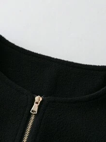 SHEIN Clasi Women's Minimalist Zipper Waist Long Sleeve Jacket - Black - View 5