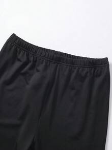 SHEIN Bộ 3 món đồ thể thao yoga thời trang dành cho bé gái tuổi teen, gồm áo vest đệm ngắn, áo dài tay, quần legging, phù hợp cho mùa thu đông - Màu Khaki - Xem 6