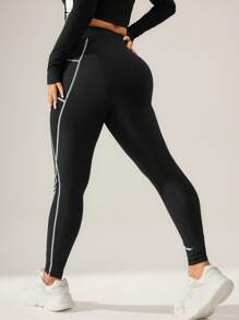 SHEIN Sport Studio Women's Minimalist Line Splice High Waist Casual Sweatpants