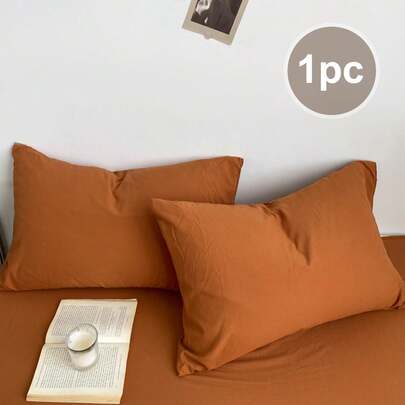 1 Vỏ gối chống xù màu cam caramel, thoáng khí theo mùa Nhật Bản, phù hợp cho bé trai, bé gái, học sinh, ký túc xá, giường đôi/giường đôi lớn/giường cỡ Queen/giường cỡ King