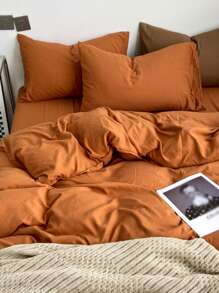 1 Stück karamelloranger Anti-Pilling Kissenbezug, atmungsaktiv für die Jahreszeiten, geeignet für Jungen, Mädchen, Schüler, Studentenwohnheime, Größe Twin/Voll/Queen/King