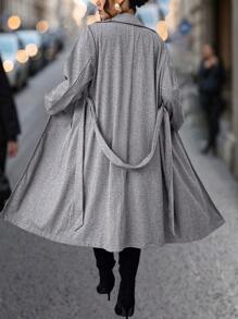Calvaya Plus Size Solid Color Front Button Closure Long Sleeve Pocket Simple Casual Woolen Fall Cloth For Women - Grey - View 2