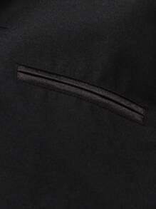 SHEIN 2pcs Baby Boy Gentleman Outfit Set, Includes Lapel Collar Jacket And Loose Pants, Elegant British Style, Soft Fabric, Long Sleeve Jacket With Pocket Design, Elastic Waist Pants, Suitable For Birthday Party, Wedding, Christening - Black - View 4