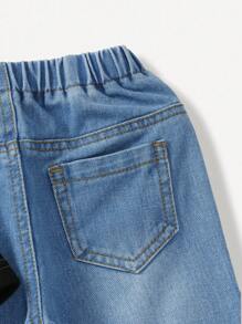 2 chiếc áo sơ mi sọc đen trắng cho bé trai có thêu chữ W màu cam, cổ polo rộng rãi, cạp chun, quần ống đứng denim giản dị, phù hợp mọi phong cách - Nhiều màu - Xem 8