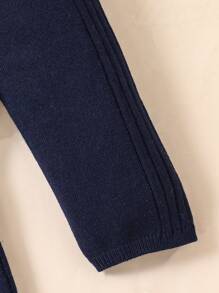 SHEIN 年轻女孩冬装，女童可爱亮片蝴蝶结针织长袖高腰百褶裙女童毛衣裙女童毛衣裙女童毛衣裙女童裙冬季年轻女童毛衣裙 - 寶藍色 - 查看 6