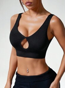 SHEIN Sport Studio Seamless Low-Cut Backless Adjustable Sports Bra
