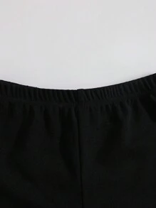 SHEIN Girlism 青少年女孩休闲宽松圆领卡通花朵图案套头长袖运动衫和喇叭裤两件套服装套装，适合秋冬日常穿着 - 杏色 - 查看 10