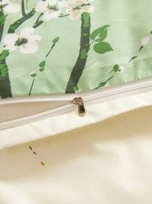 3pcs/Set Green Beige Two Tone Reversible Plum Blossom Branch Flower Pattern Duvet Cover Set Easy Care Microfiber Soft Bedding Set Soft Breatheable Wrink-Free Better For Sleep, Luxury Hotel Style, Gift For Mom Dad Friend, Quilt Comforter Duvet Cover*1 Pillowcase*2 King Queen Full Twin Size Domitory Bedding Back School Bedding