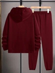 EURMUSE Men Basketball Printed Regular Hoodie Set - Burgundy - View 3