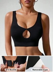 SHEIN Sport Studio Seamless Low-Cut Backless Adjustable Sports Bra
