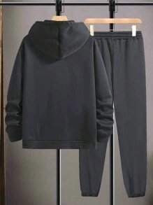 EURMUSE Men Basketball Printed Regular Hoodie Set - Dark Grey - View 3