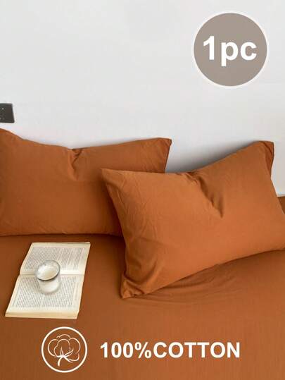 1 件焦糖橙色防起球枕套，透气日本季节，适合男孩、女孩、在校学生、宿舍、单人床/全尺寸/大号/特大号