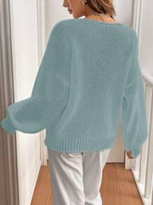 Chiquease 女士系带纯色针织毛衣开衫，可搭配T恤穿着 - 薄荷藍 - 查看 2