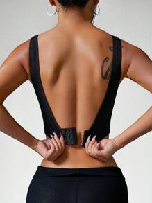 SHEIN Sport Studio Seamless Low-Cut Backless Adjustable Sports Bra