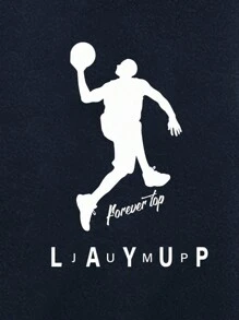 RueChic Men Basketball Printed Regular Hoodie Set - Navy Blue - View 6