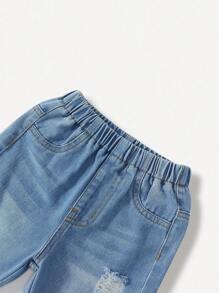 2 chiếc áo sơ mi sọc đen trắng cho bé trai có thêu chữ W màu cam, cổ polo rộng rãi, cạp chun, quần ống đứng denim giản dị, phù hợp mọi phong cách - Nhiều màu - Xem 6