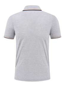 Manfinity Dauomo 男式休闲简约撞色边饰短袖 Polo 衫 - 灰色 - 查看 2