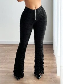 SHEIN ICON Y2K Ruched Zip Up Long Skinny Sexy Pants