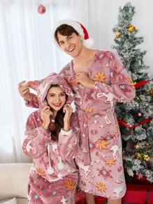 Men's Soft And Comfortable Christmas Plush Robe For Home Wear, Autumn/Winter - Multicolor - View 5