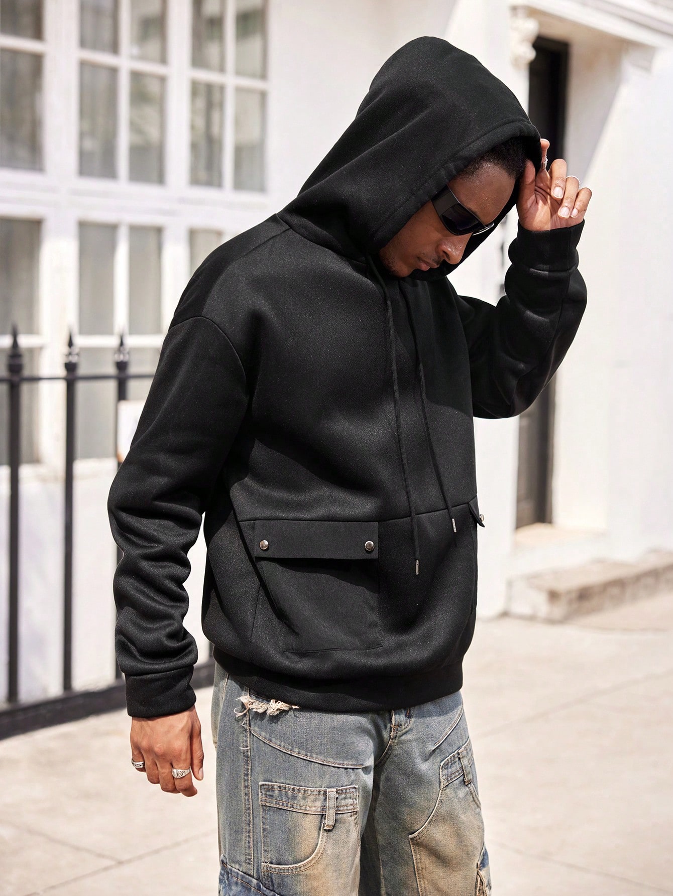 Manfinity Dauomo Men Hooded Sweatshirt, Loose Casual Pullover Hoodie, Spring Autumn Winter