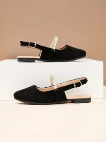 Giày bệt mũi nhọn Mary Jane thời trang mới, phù hợp cho bé gái tuổi teen, giày bệt ngoài trời thông thường cho học sinh và trường học - màu đen - Xem 2