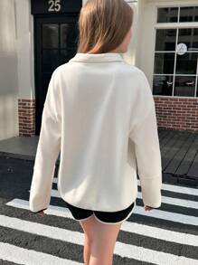 INAWLY Women Casual Color Block Trim Half Zipper Hoodie Sweatshirt, Autumn Pullover Fall Outfit