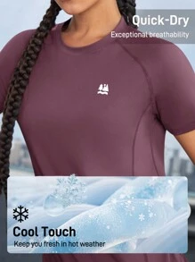 In My Nature 女士时尚简约纯色剪裁下摆户外T恤徒步旅行女装 - 紫丁香色 - 查看 4