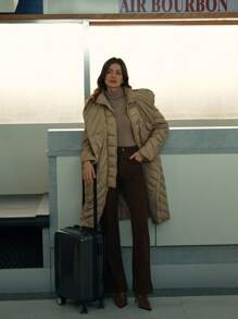 Anewsta Women's Long Belt Hooded Cargo Jacket, Light Brownish-Beige - Coffee Brown - View 10