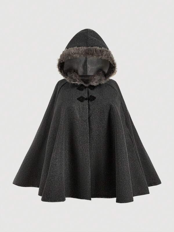 Flirla معطف نسائي ذو قبة فرائية مبطن بقطع مختلفة للإستخدام في فصل الشتاء حجم كبير