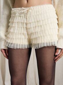 AiiRZ Quần Short Ren Lưới Trong Suốt - Màu be - Xem 5