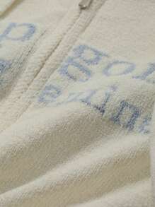 DAZY 女士字母提花针织连帽开衫，秋季女装 - 白色 - 查看 8