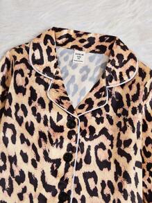 2pcs Young Girl Fashion Leopard Print Long Sleeve Cardigan & Pants Set, Casual Loungewear - Multicolor - View 4