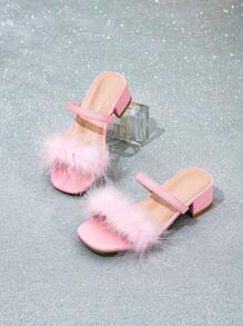 1 Pair Fashion Elegant Luxury Girl High Heel Slides - Pink - View 6