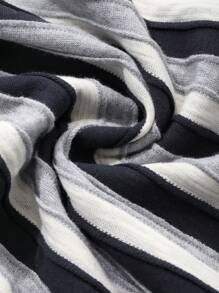 DAZY Áo nỉ cổ tròn rộng rãi họa tiết sọc Colorblock dành cho nữ, Quần áo mùa thu - Xám - Xem 8