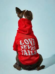 PETSIN 1 pieza Sudadera con capucha casual con impresión reflectante y estampado de letras para mascotas