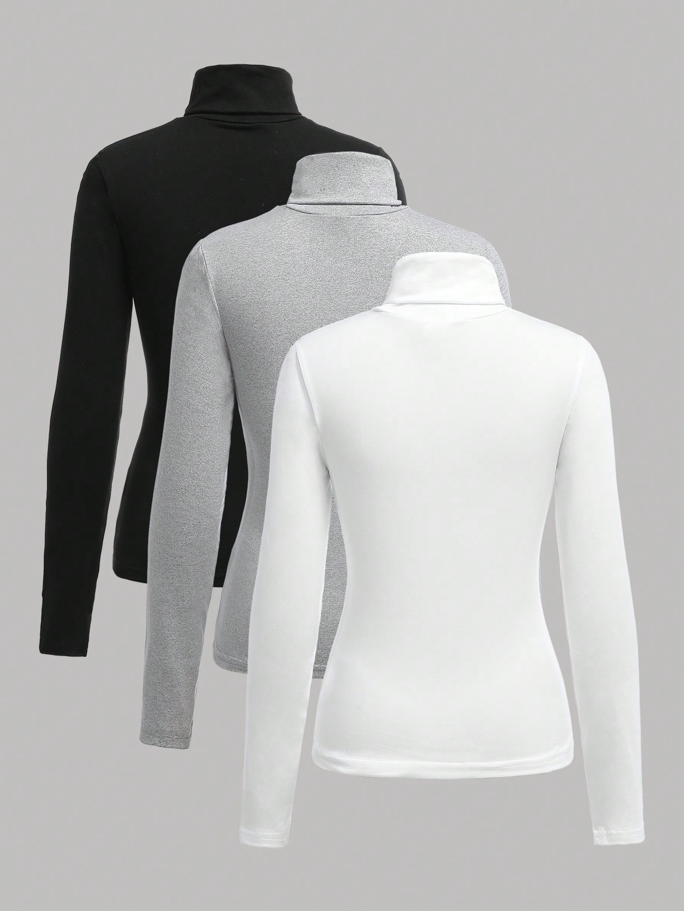 Girlism بلوزات بياقة مرتفعة مضلعة مكونة من 3 قطع م...