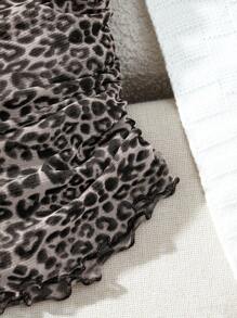 SHEIN VCAY Women Casual Knit Mesh Leopard Print Fitted Camisole Top - Multicolor - View 4