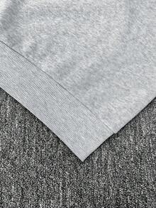 SHEIN LUNE 女士休闲卡通字母印花圆领落肩宽松羊毛运动衫，秋冬 - 灰色 - 查看 5