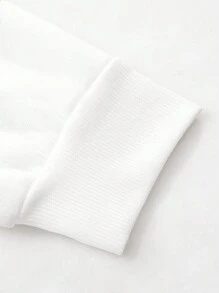 Manfinity EMRG Men's Everyday Casual Pearl Necklace With English Word "BLOOM" And Sunflower Plant Pattern, Hip-Hop Necklace, Black With White Sleeves 2 In 1 Black Sweatshirt, In-Style Ins Fashion - Multicolor - View 5