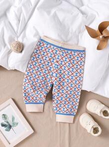 SHEIN 男婴时尚可爱针织毛衣裤，休闲 - 彩色 - 查看 1