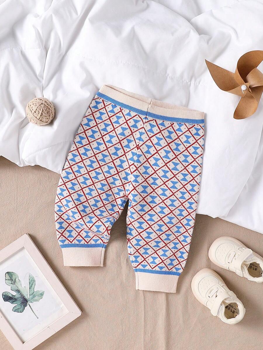 SHEIN 男婴时尚可爱针织毛衣裤，休闲 - 彩色 - 查看 1