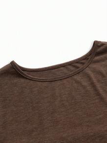 SHEIN Set de 2 piezas Top de manga larga y vestido sin mangas de maternidad - Marrón - Ver 12