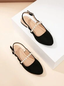 Giày bệt mũi nhọn Mary Jane thời trang mới, phù hợp cho bé gái tuổi teen, giày bệt ngoài trời thông thường cho học sinh và trường học - màu đen - Xem 5