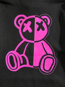 Manfinity RebelGame Áo nỉ trùm đầu in hình gấu thường ngày cho nam, Thu/Đông - Màu xanh lam - Xem 5