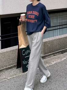 DAZY 女式纯色前系带口袋休闲运动运动裤女式慢跑裤